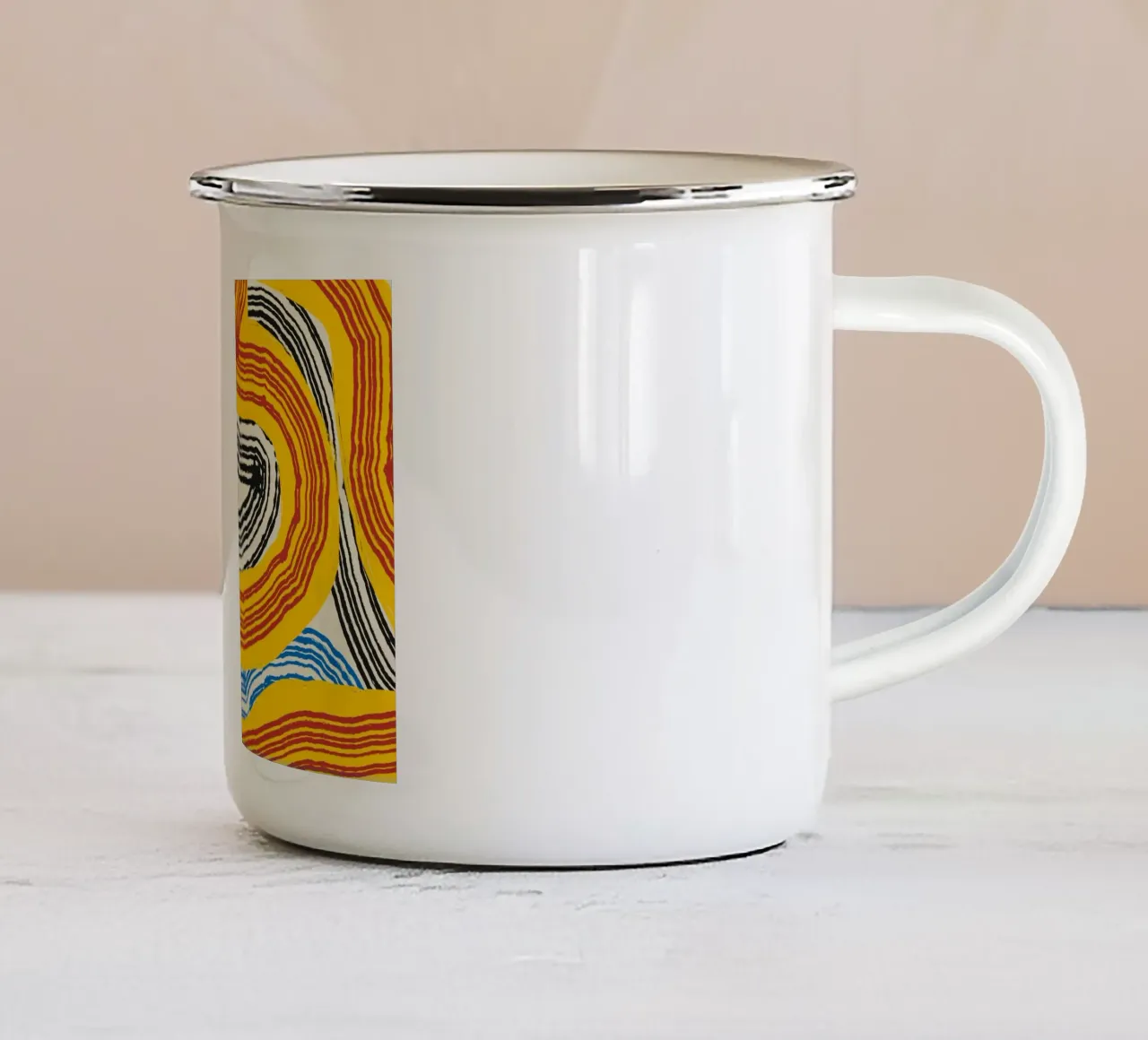 Line abstraction 14 enamel mug by Little Dean
