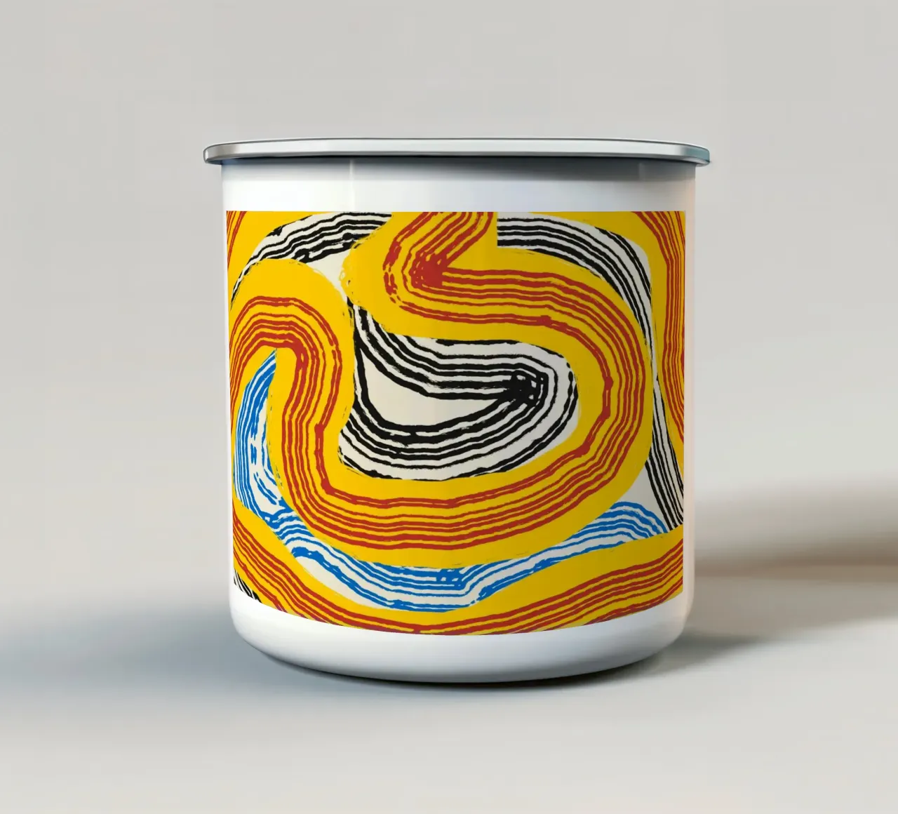 Line abstraction 14 enamel mug by Little Dean