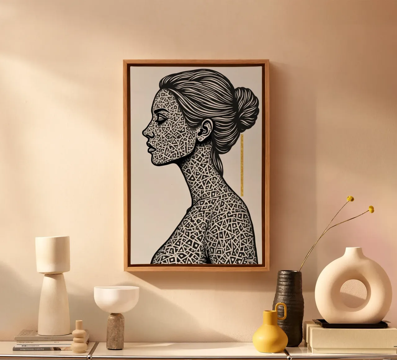 Lignaggio in Oro 6 tela con Cornice a cassetta da Dustlight Atelier