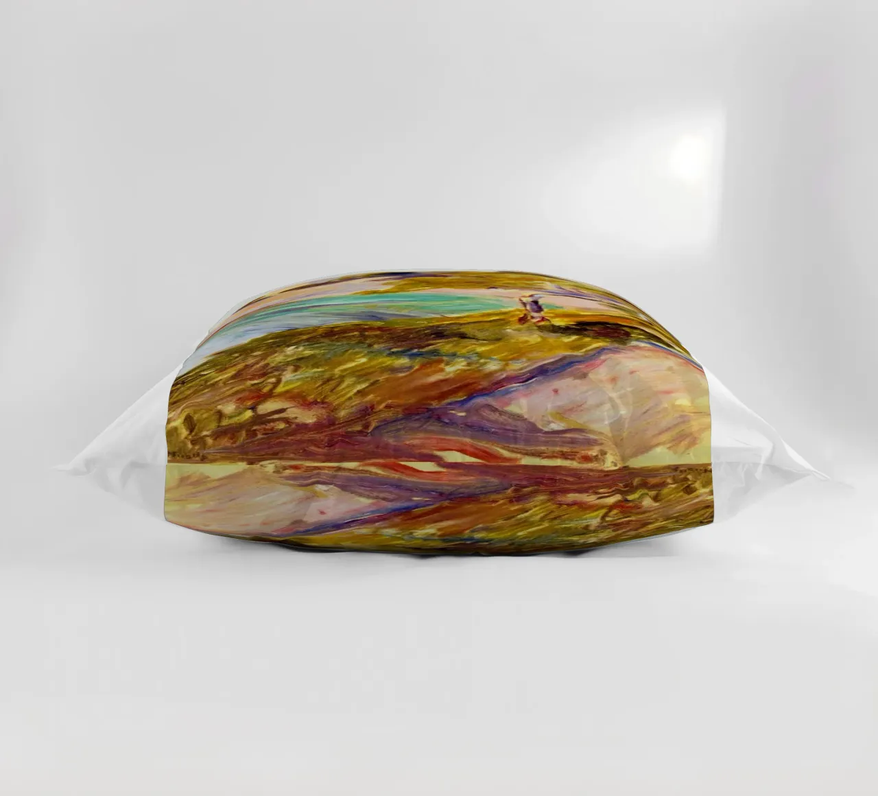 brush stroke view hill decorative cushion by cupcup art