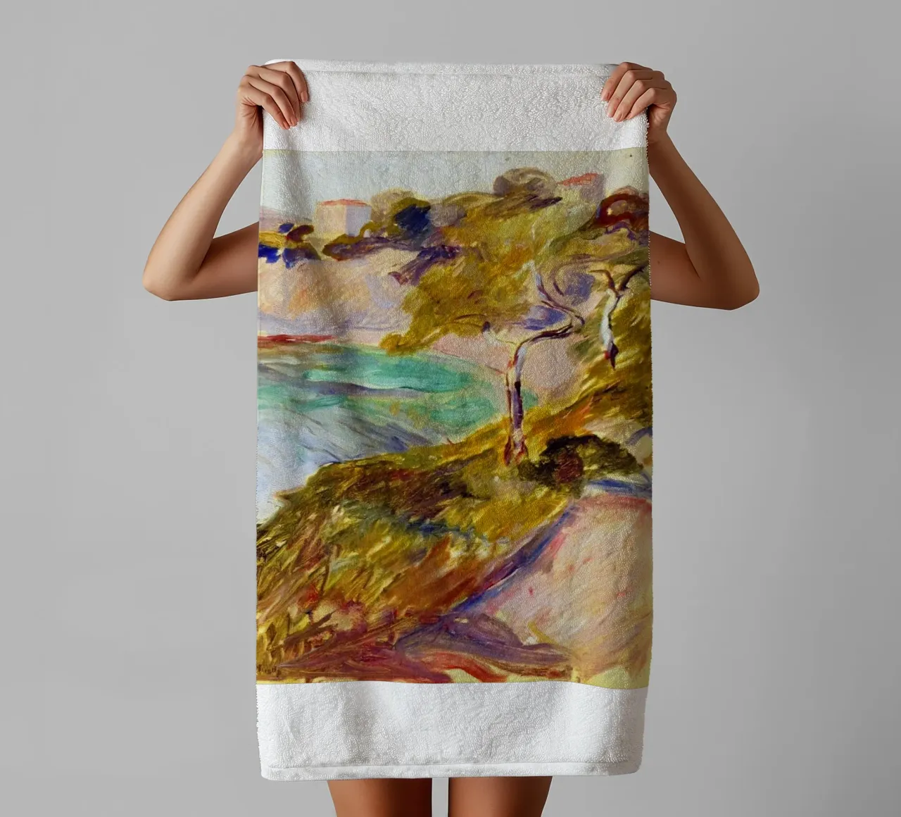 colline de la vue du coup de pinceau serviette de bain de cupcup art