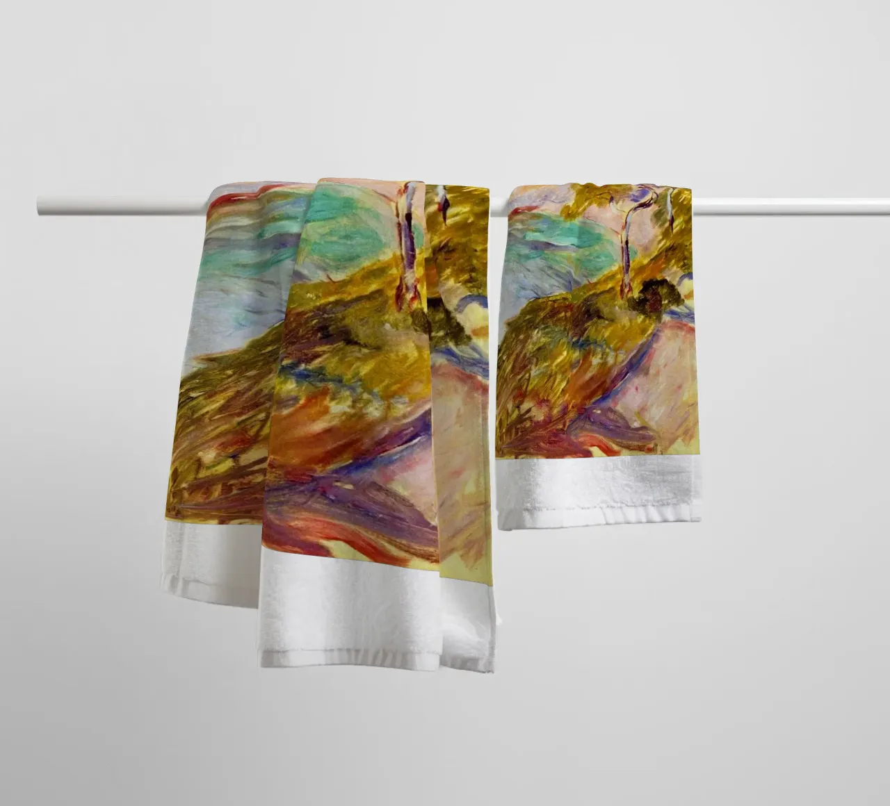 colline de la vue du coup de pinceau serviette de bain de cupcup art