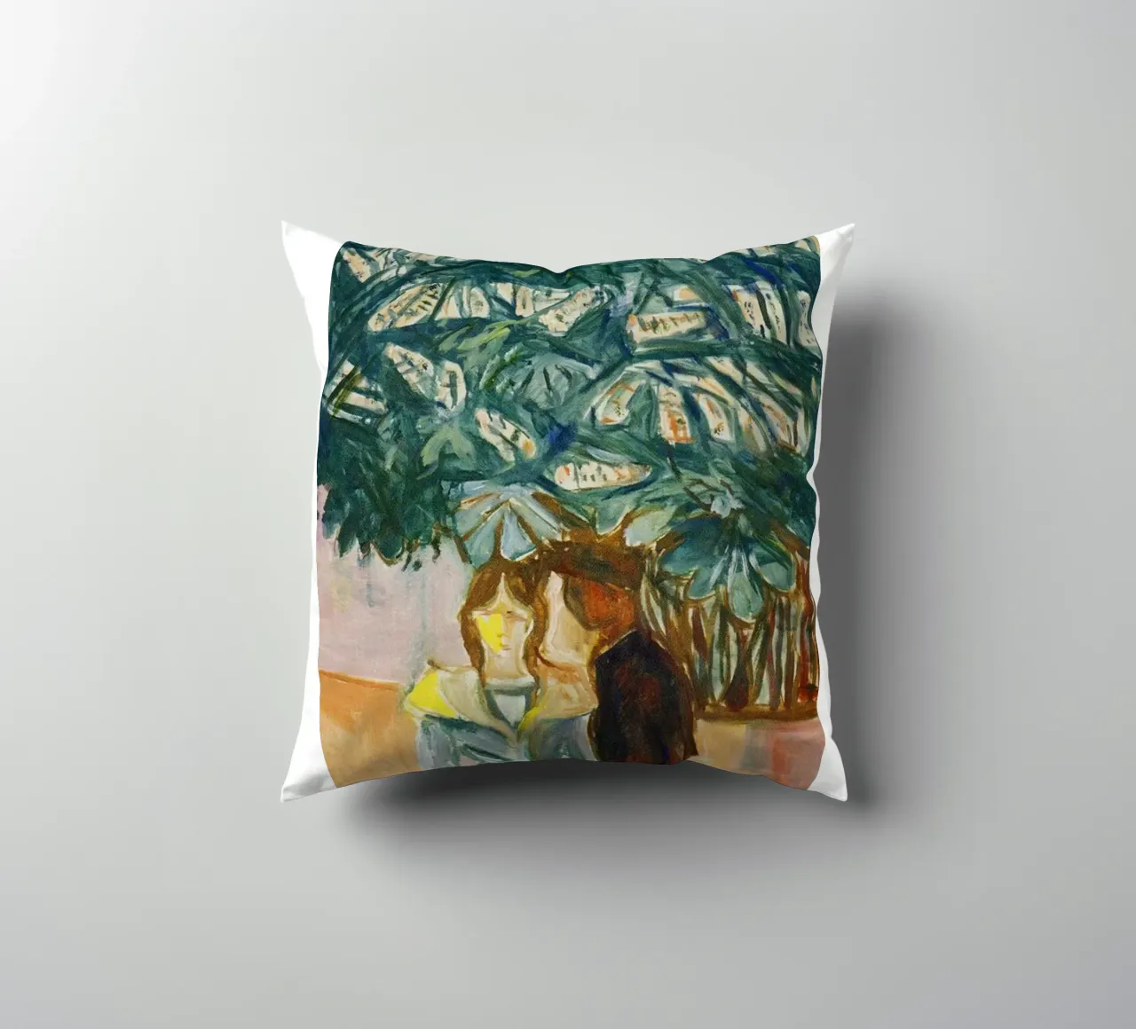 figures who embrace and interact decorative cushion by cupcup art