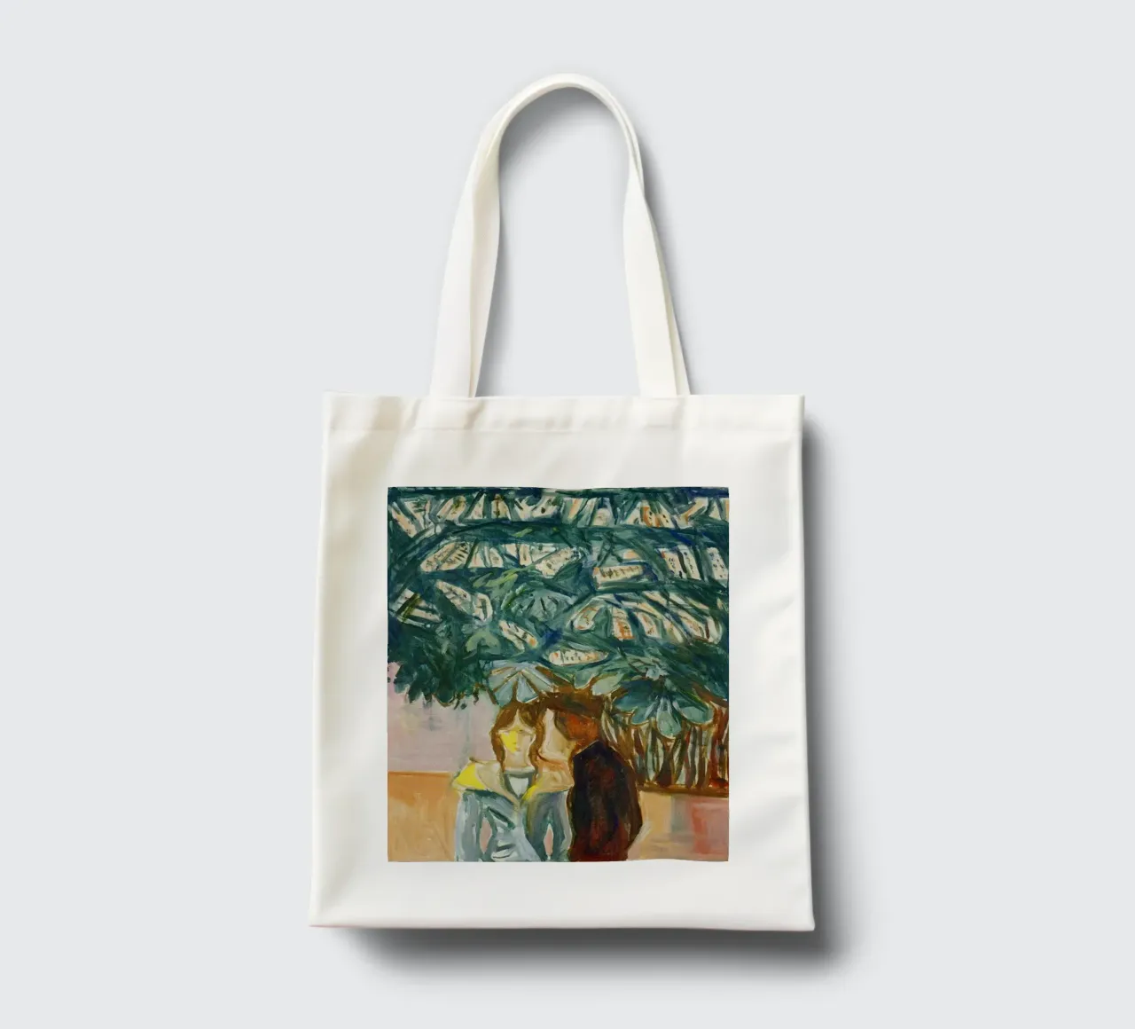 figures who embrace and interact tote bag by cupcup art