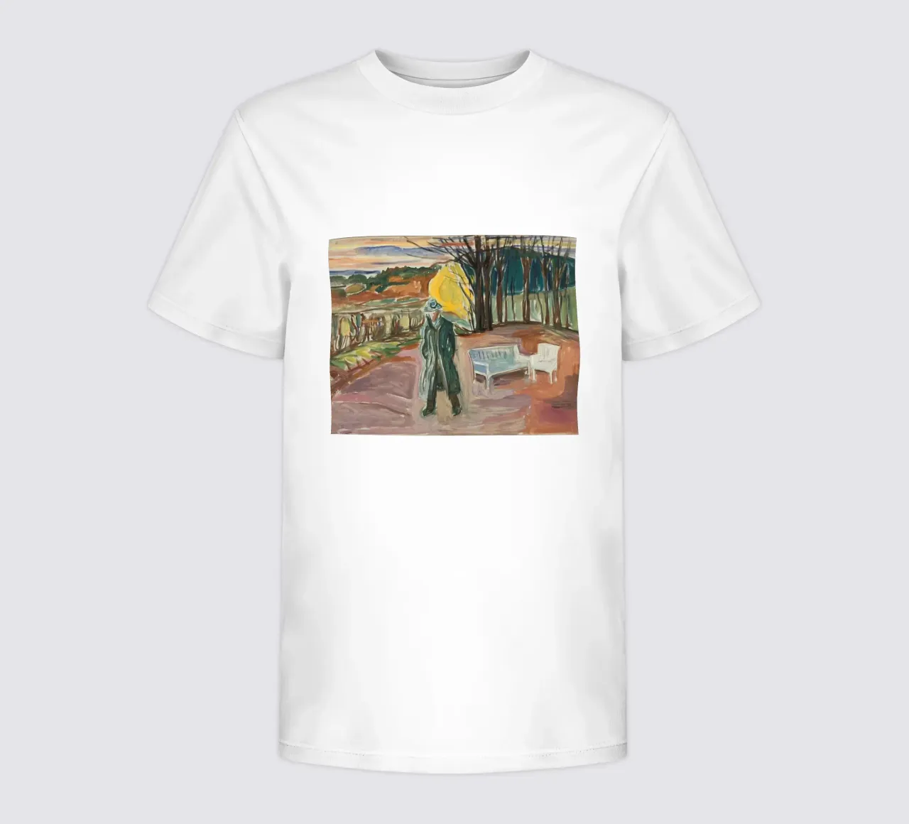 outdoor scene of men's coat kids t-shirt by cupcup art