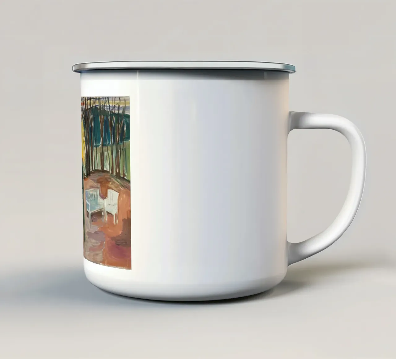 scena all'aperto di cappotto da uomo tazza in smalto da cupcup art