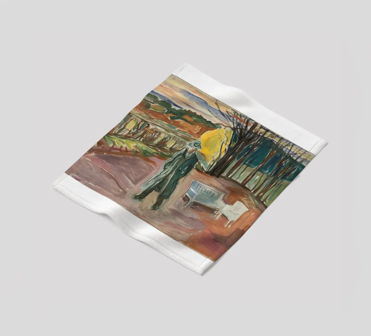 outdoor scene of men's coat fleece blanket by cupcup art