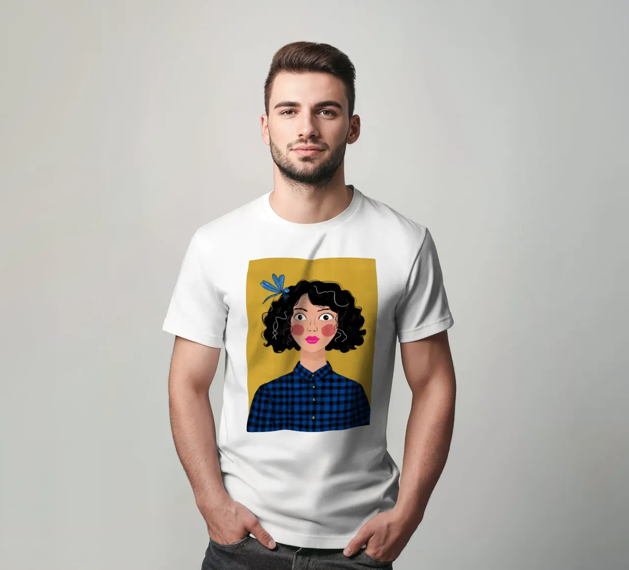 Contemplazione sulla camicia a scacchi t-shirt da Sentinel Glow