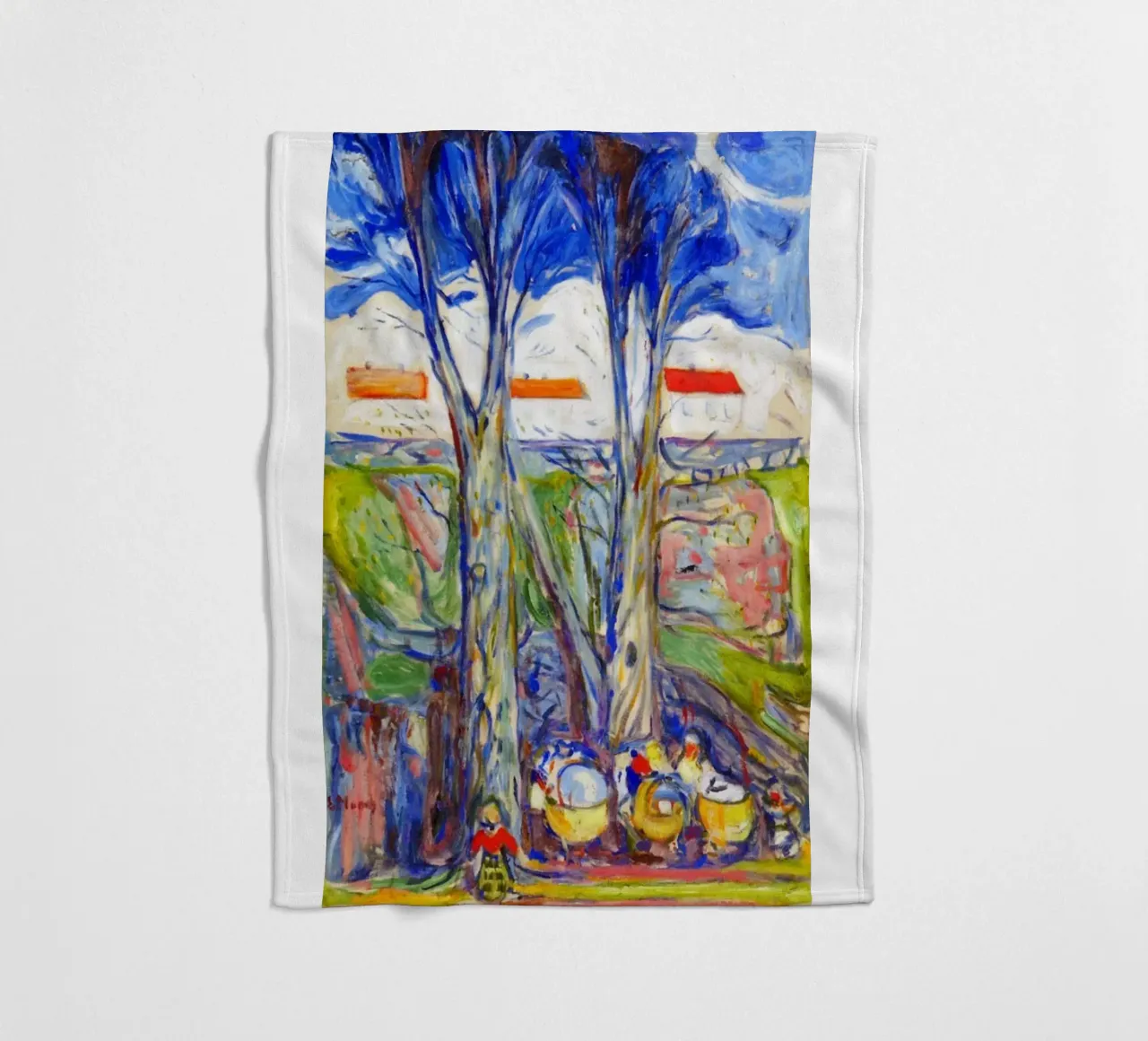 appoggiato sotto un grande albero coperta in pile da cupcup art