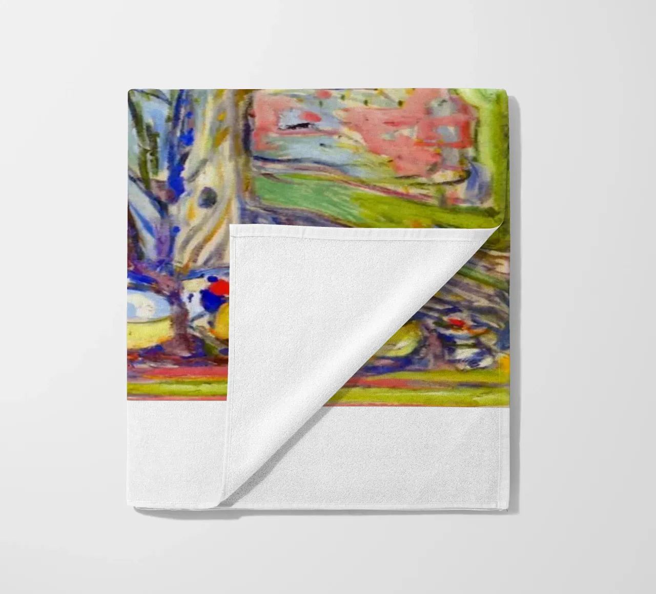 leaning under a big tree beach towel by cupcup art