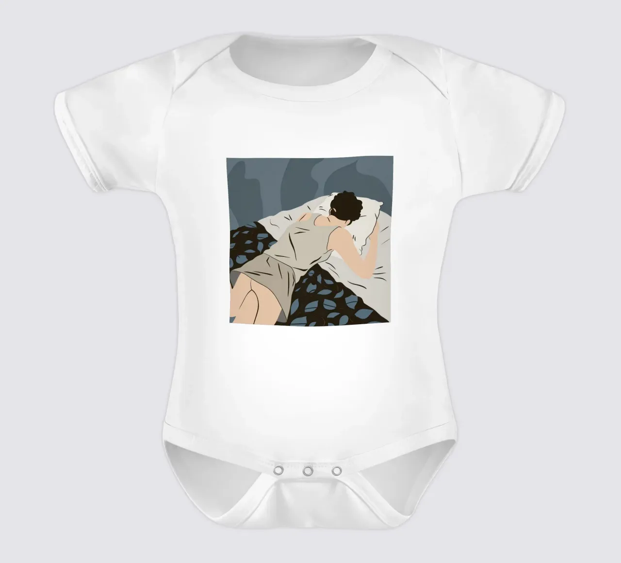 Monochrome Dreamy Repose short-sleeve baby romper by Hollow Years