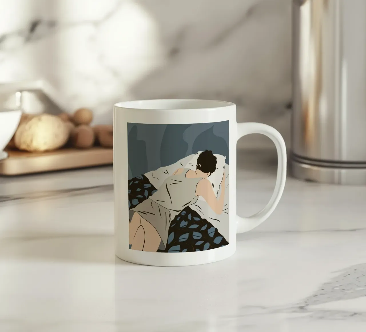 Monochrome Dreamy Repose ceramic mug by Hollow Years