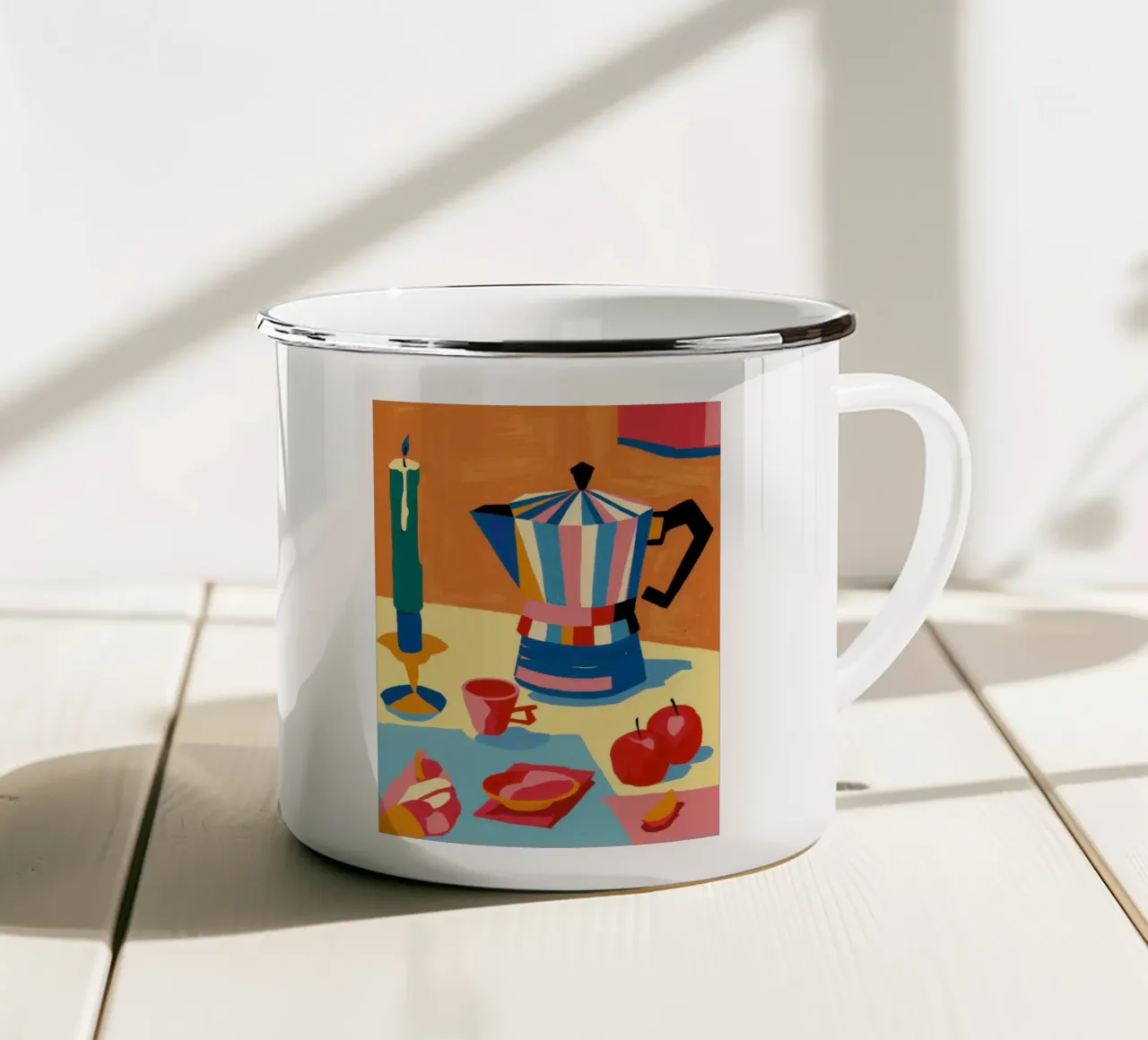 Caffè del mattino Natura morta tazza in smalto da Arcane Lines