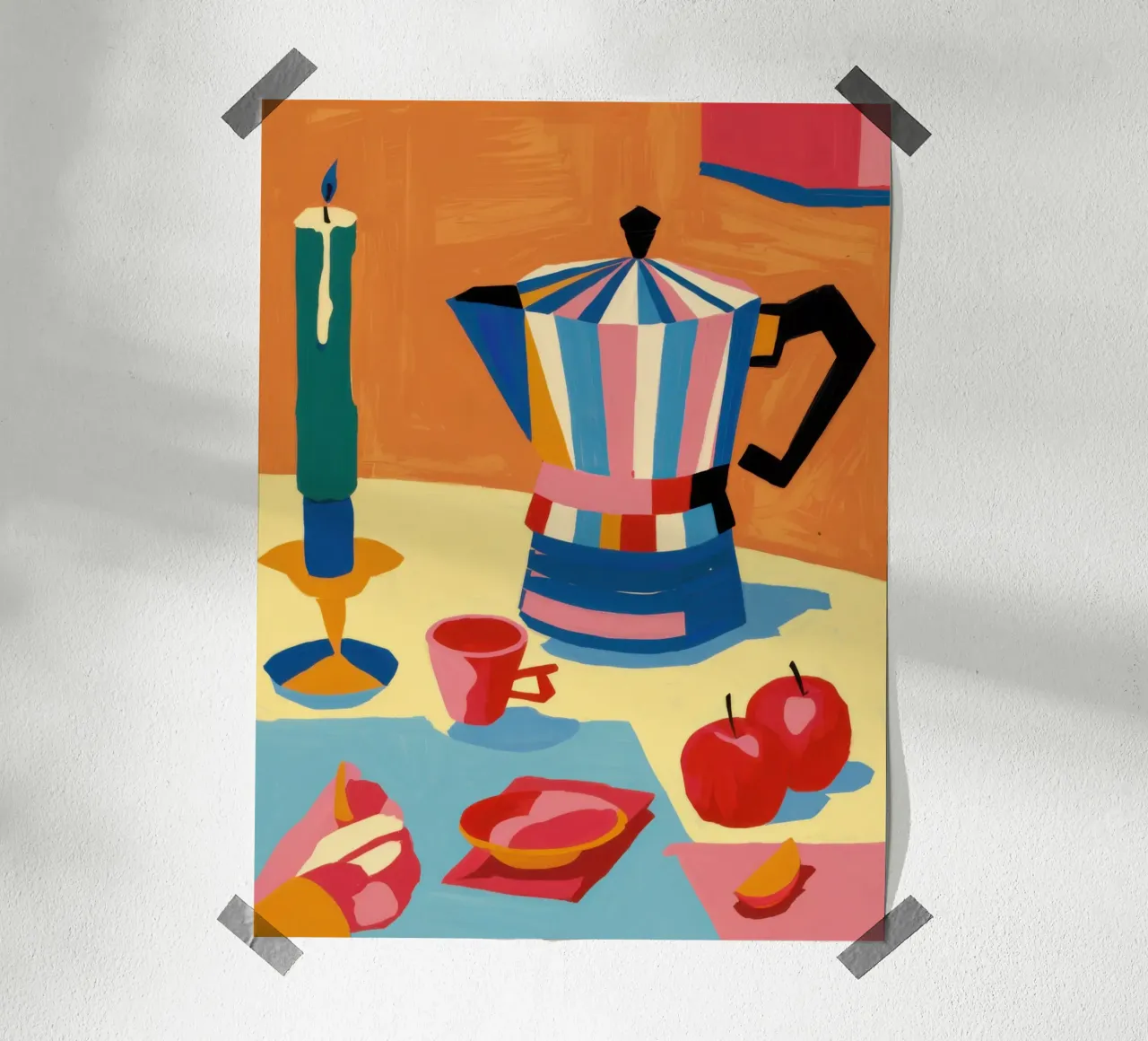 Caffè del mattino Natura morta poster con telaio in plastica da Arcane Lines