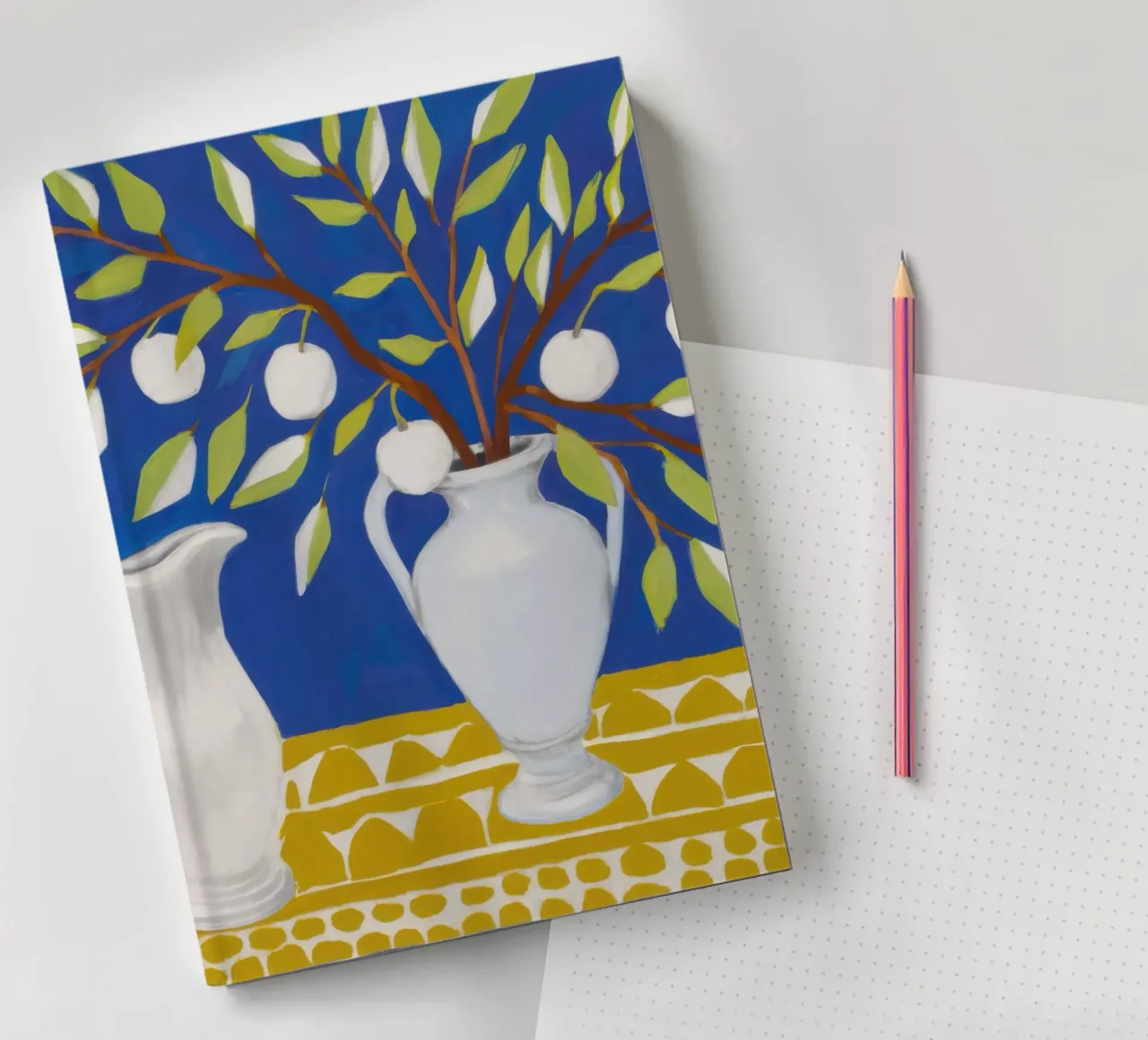 White Pitcher Lemon Tree notebook by Lune Dreams