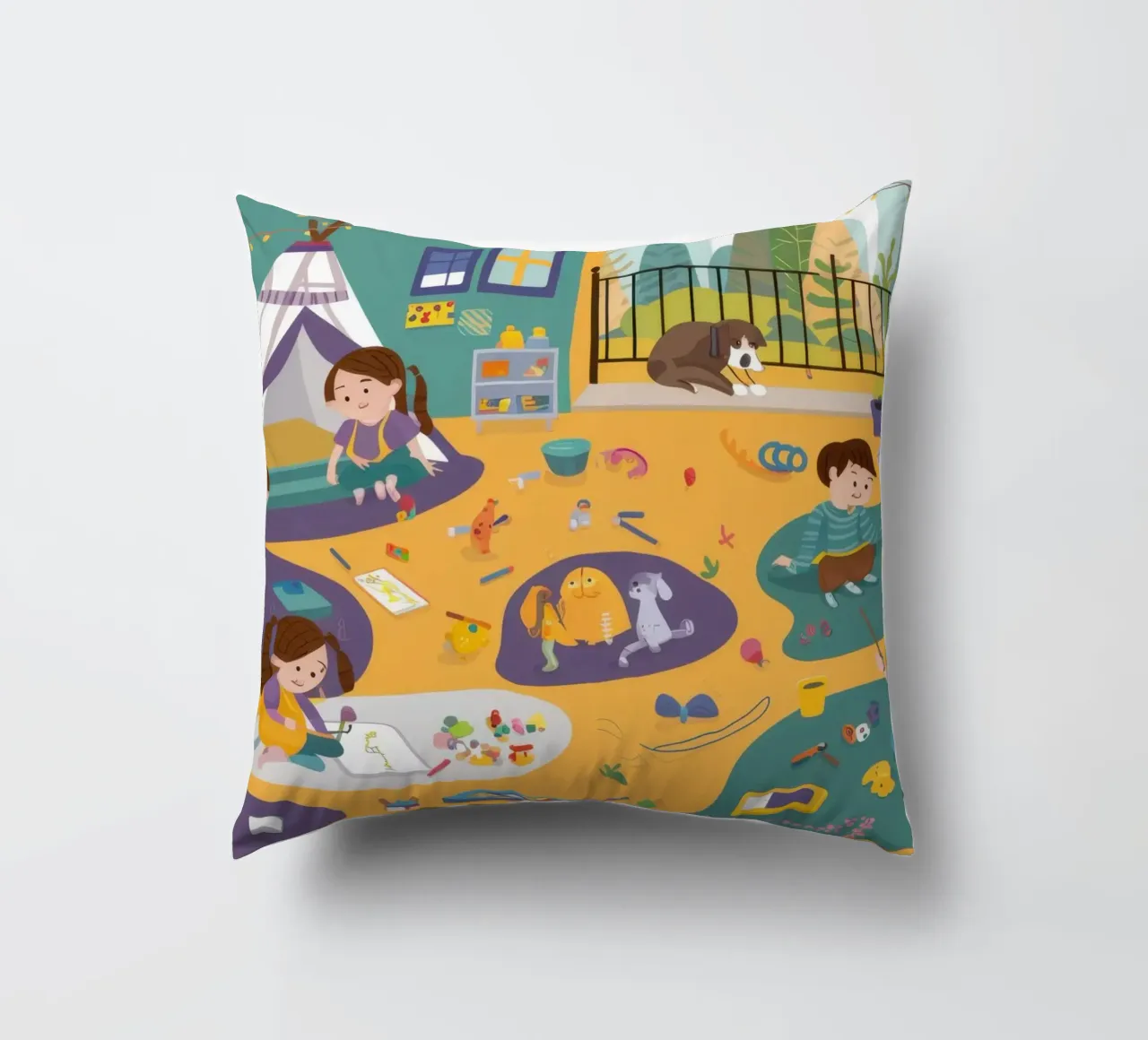 Joyful Playtime Universe decorative cushion by Hollow Years
