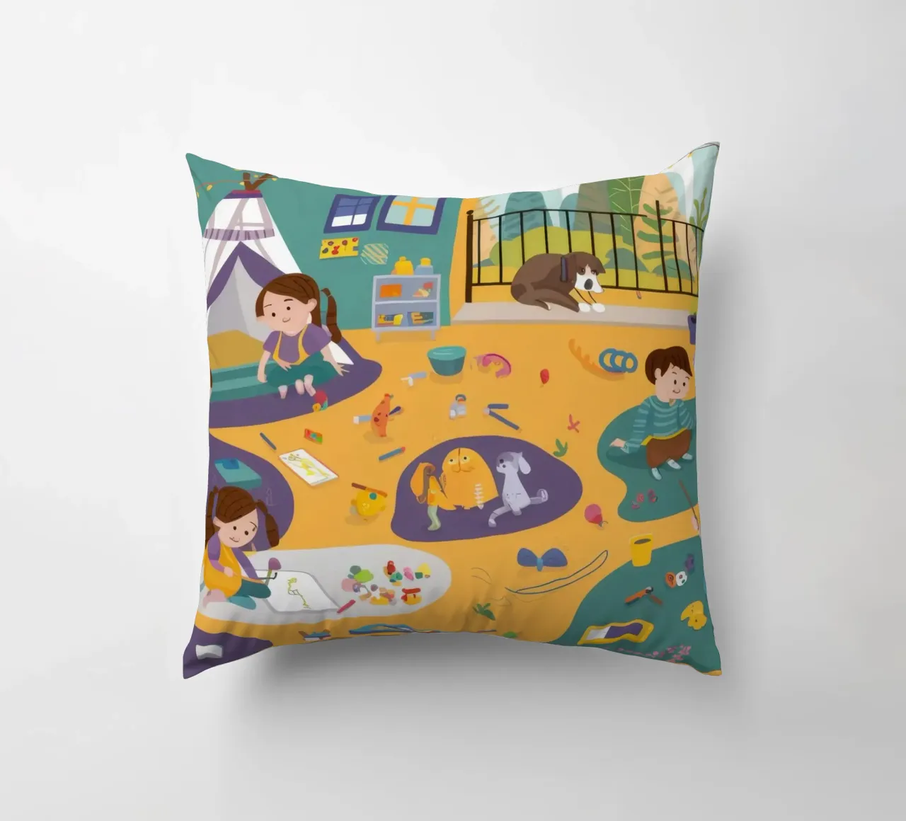 Joyful Playtime Universe decorative cushion by Hollow Years