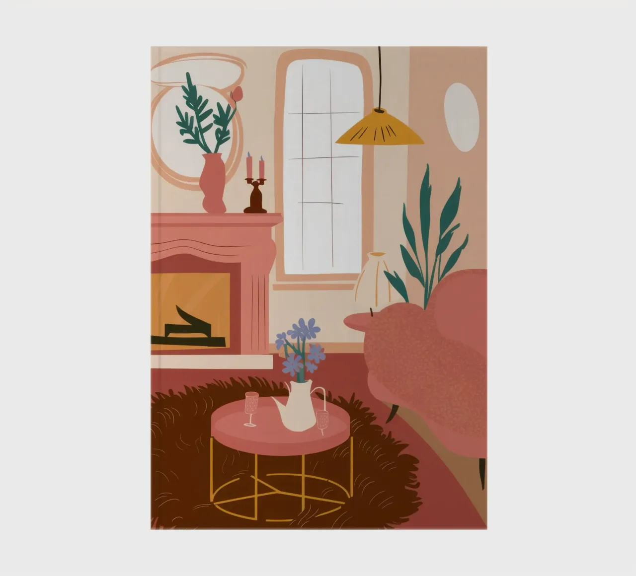 Pink Wall Blue Sofa notebook by Lune Dreams