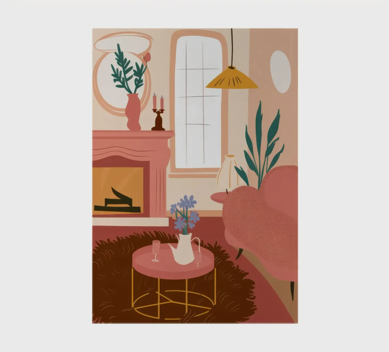 Pink Wall Blue Sofa notebook by Lune Dreams