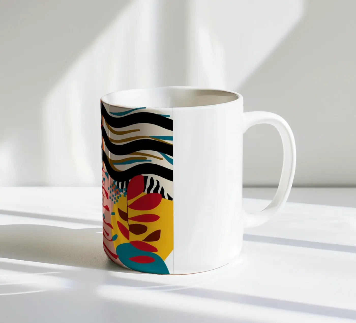 Primal Leaf Abstraction ceramic mug by Arcane Lines
