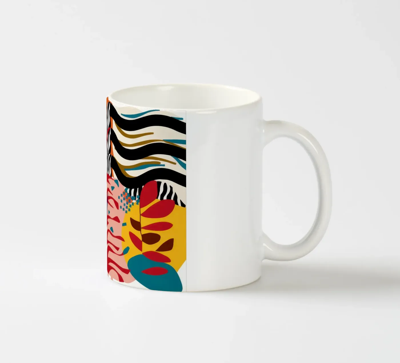 Primal Leaf Abstraction ceramic mug by Arcane Lines