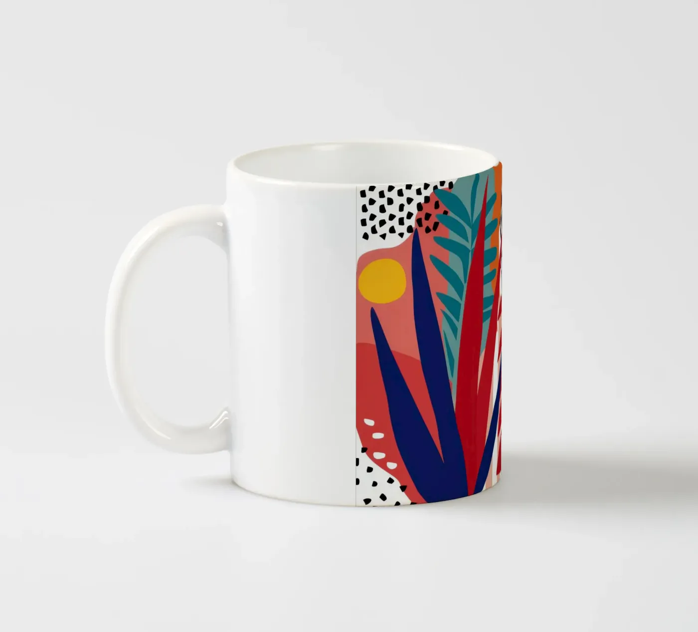 Primal Leaf Abstraction ceramic mug by Arcane Lines