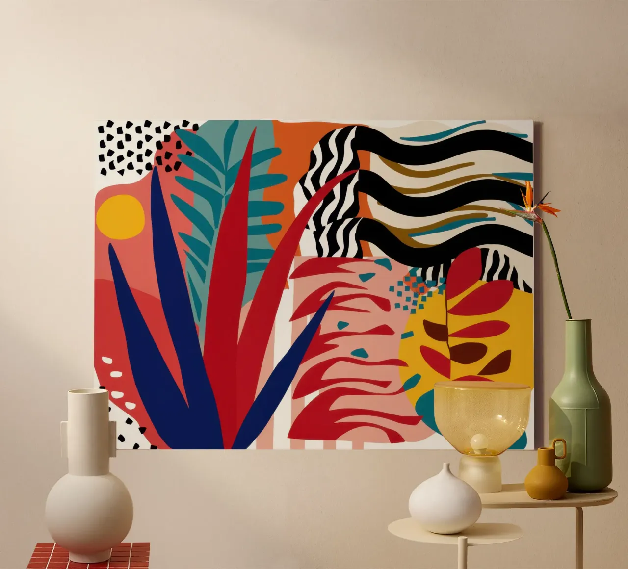 Primal Leaf Abstraction canvas by Arcane Lines