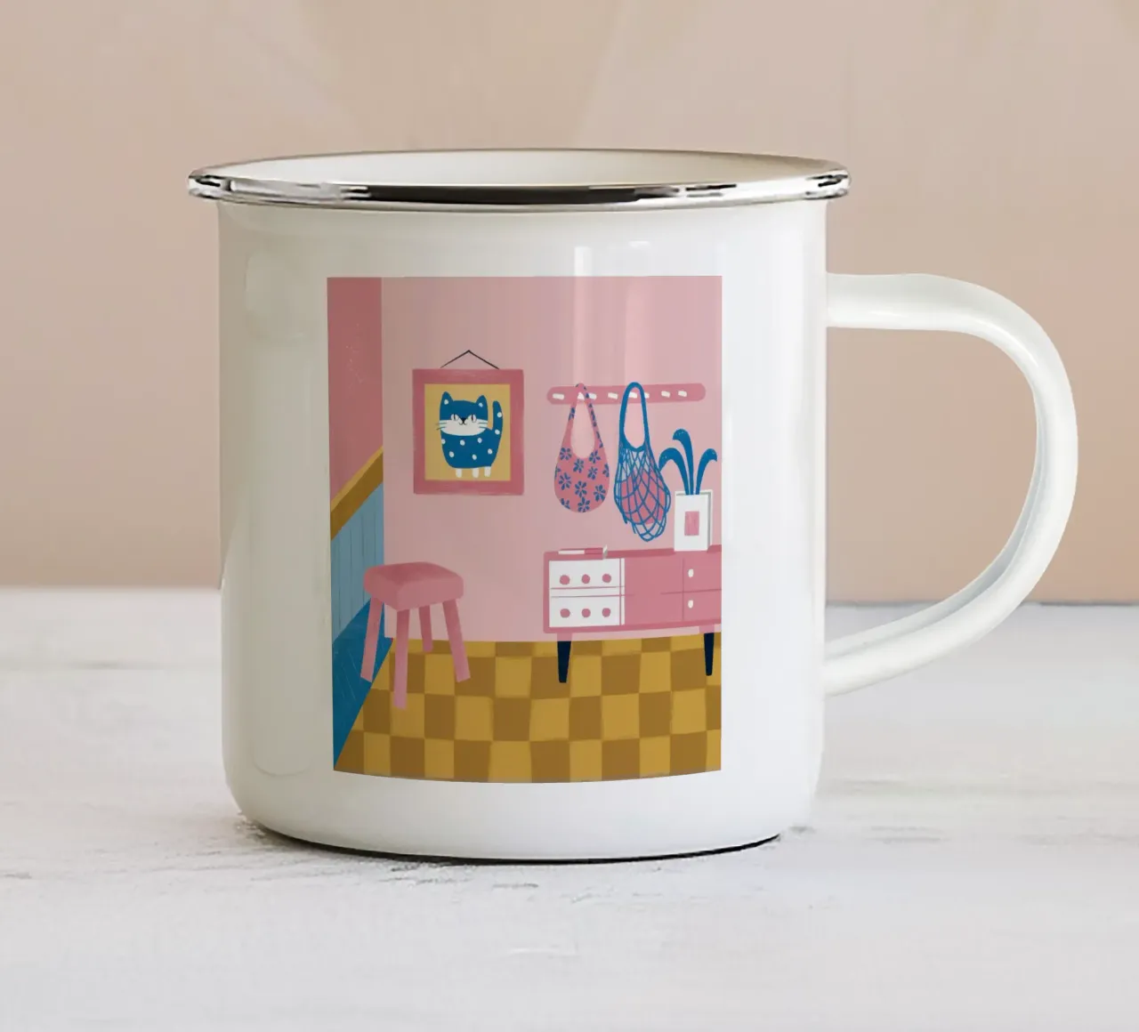 Angolo a scacchiera eccentrico tazza in smalto da Hollow Years