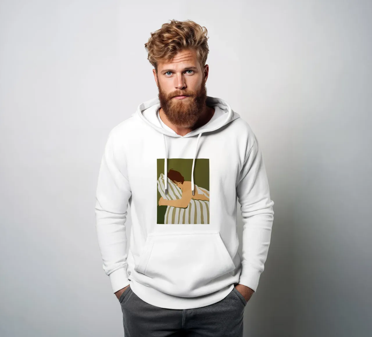 Cuscino a righe per il sonno felpa con cappuccio da Mossy Pigment