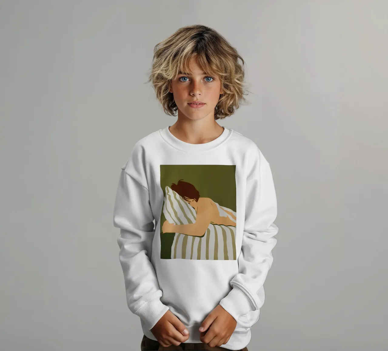 Cuscino a righe per il sonno felpa bambino da Mossy Pigment