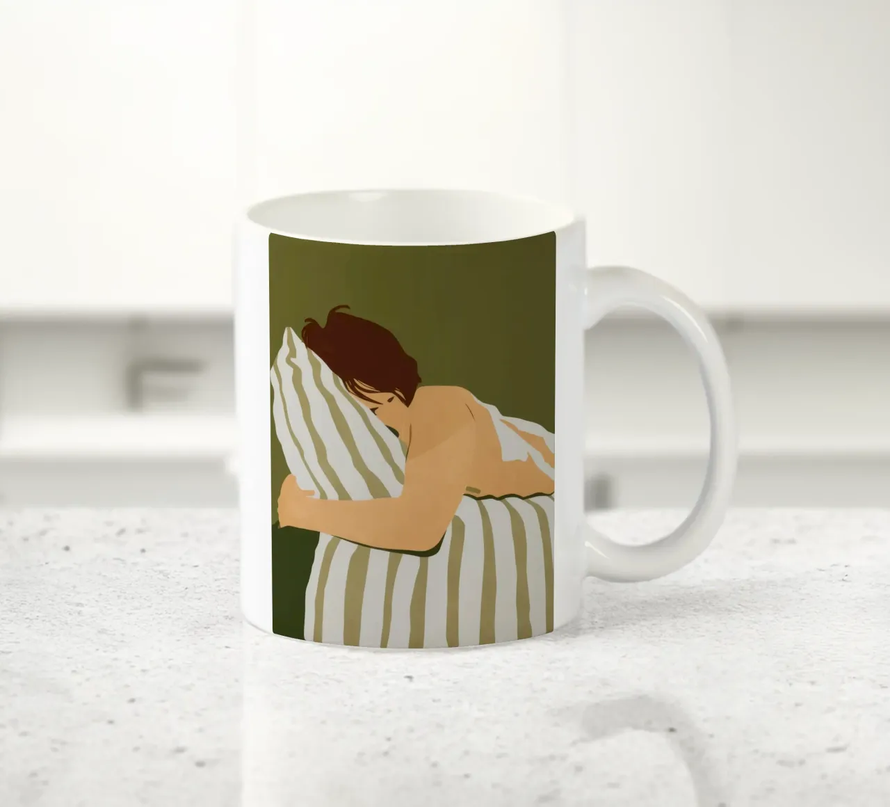 Cuscino a righe per il sonno tazza in ceramica da Mossy Pigment