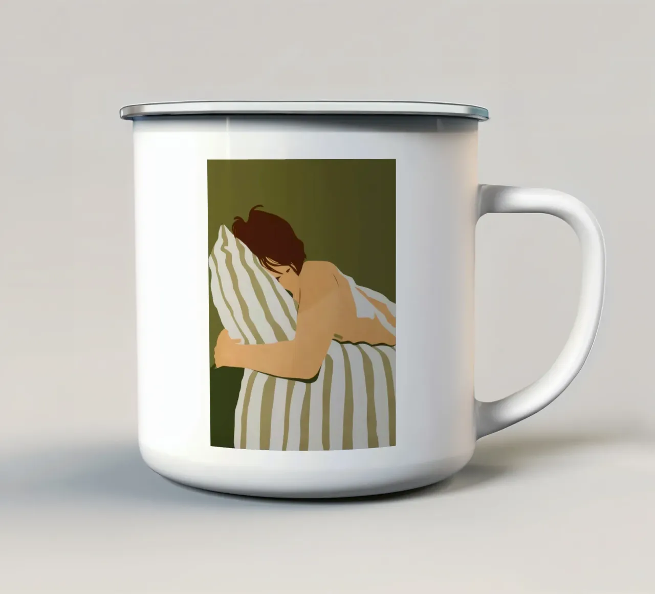 Cuscino a righe per il sonno tazza in smalto da Mossy Pigment
