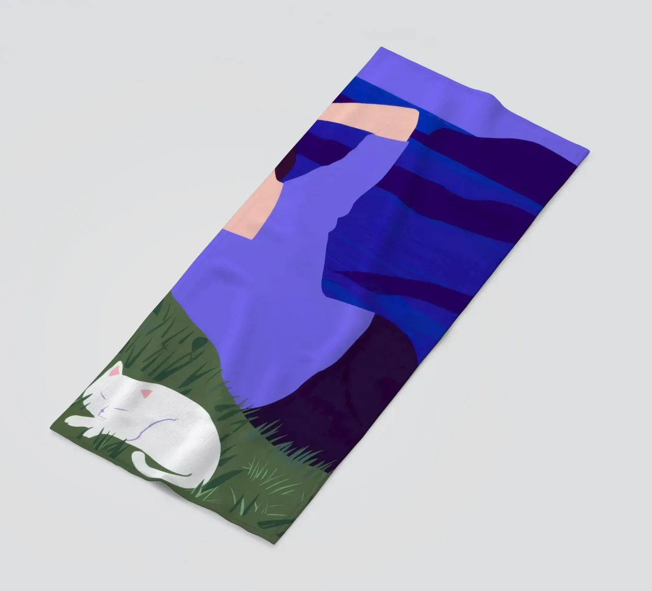 Nocturne Feline Chase beach towel by Hollow Years