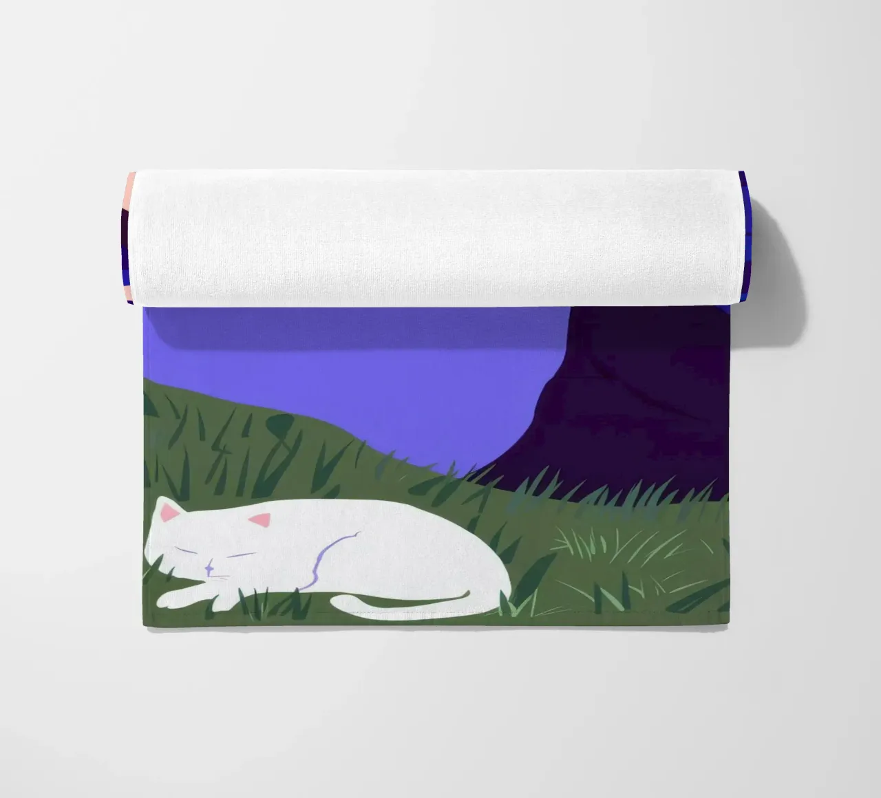 Nocturne Feline Chase beach towel by Hollow Years