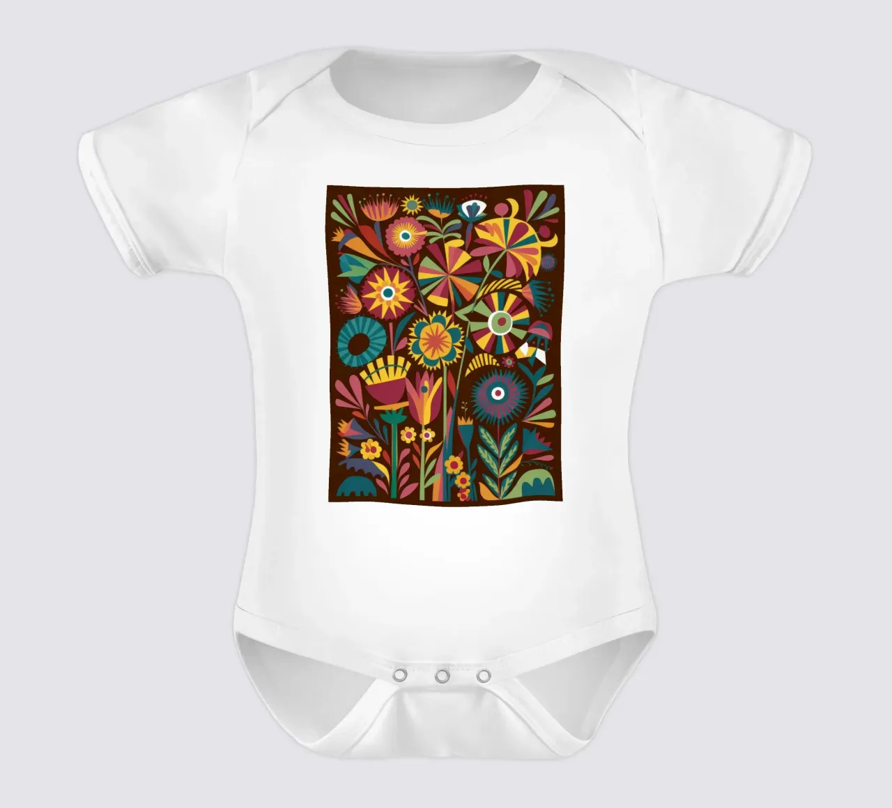 Psychedelic Flower Mandala short-sleeve baby romper by Sentinel Glow