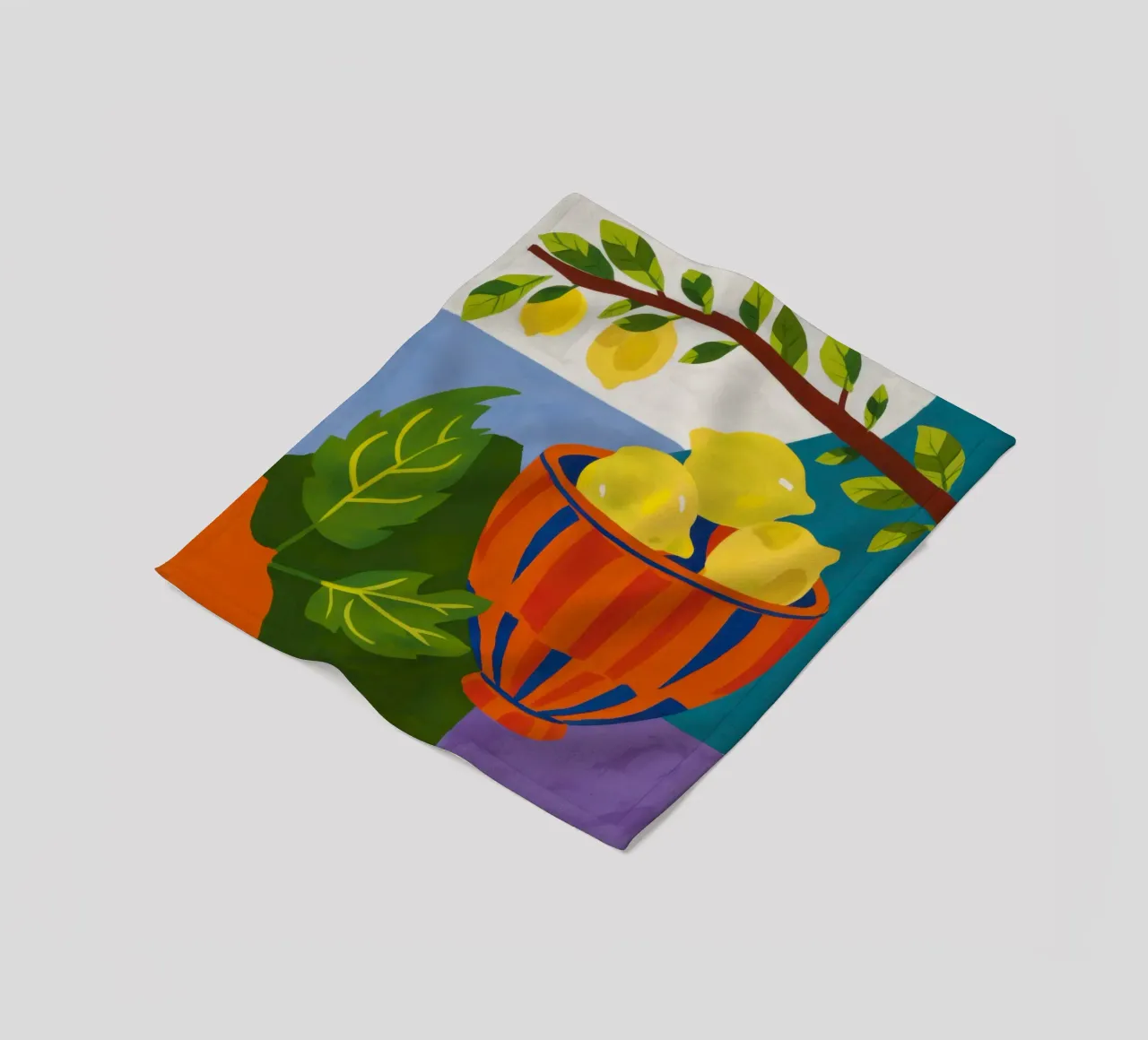 Lemon Tree Harvest fleece blanket by Arcane Lines