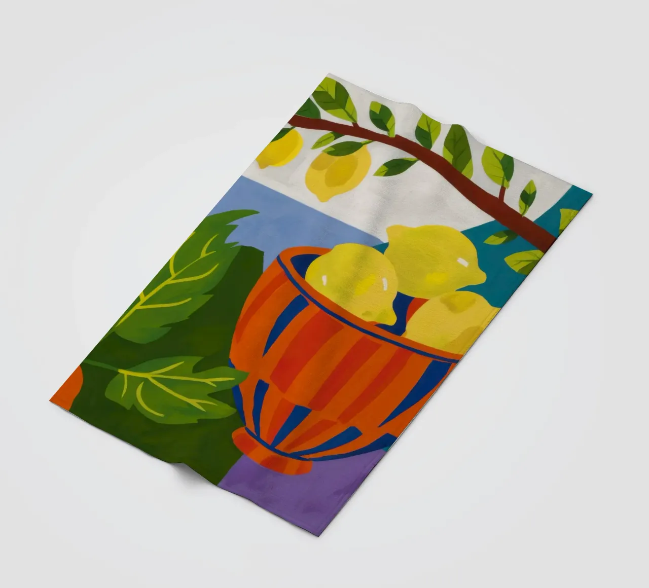 Lemon Tree Harvest fleece blanket by Arcane Lines
