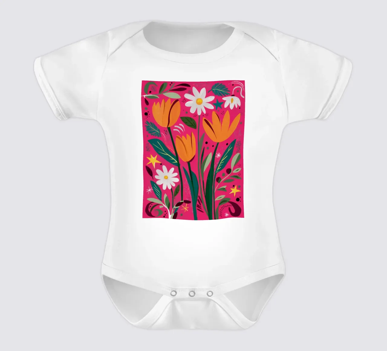 Tulipani e margherite in sosta body neonato maniche corte da Sentinel Glow