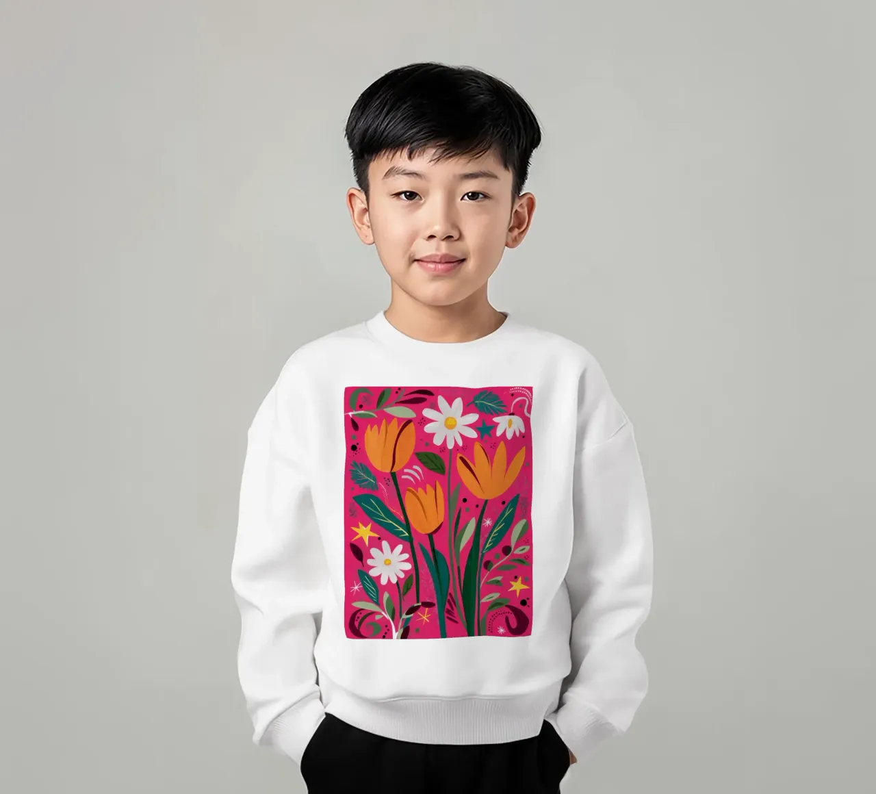 Tulip and Daisy Stillness kids sweatshirt by Sentinel Glow