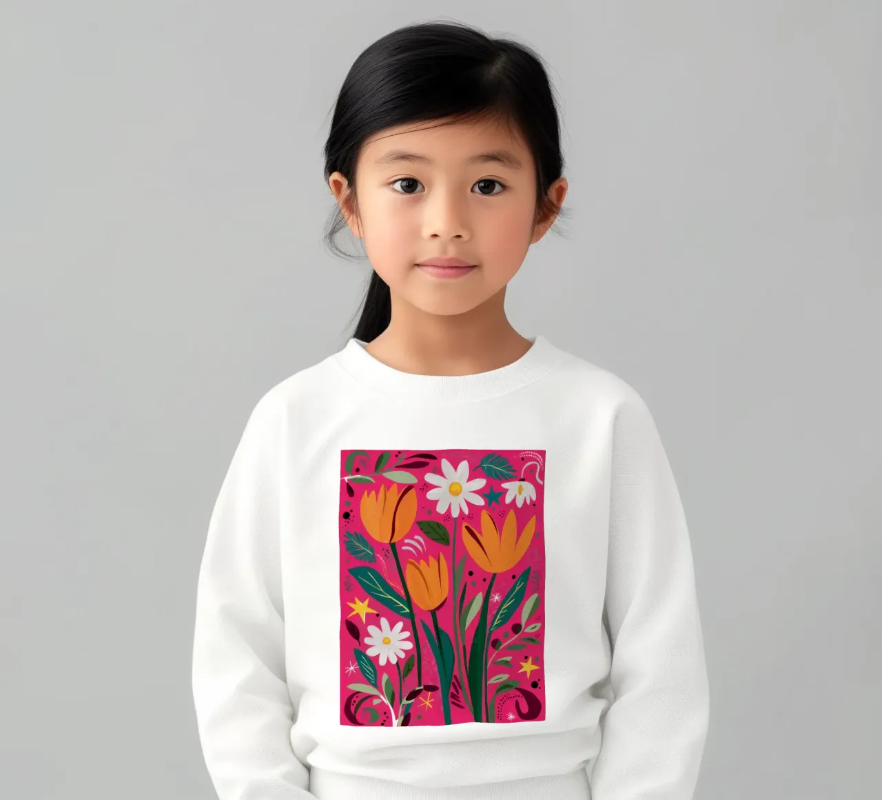 Tulip and Daisy Stillness kids sweatshirt by Sentinel Glow