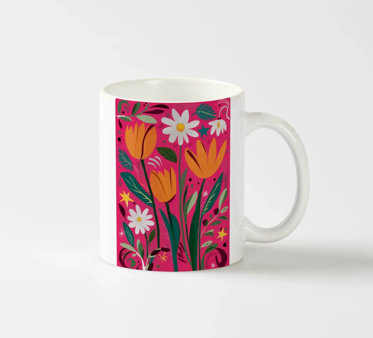 Tulipani e margherite in sosta tazza in ceramica da Sentinel Glow