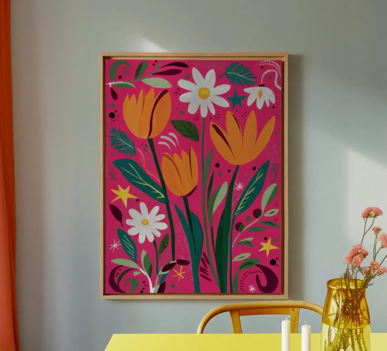 Tulip and Daisy Stillness canvas by Sentinel Glow