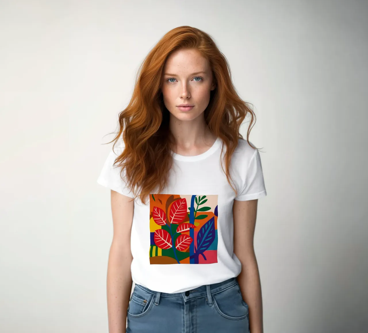 Red Leaf Abstract women's fitted t-shirt by Sentinel Glow