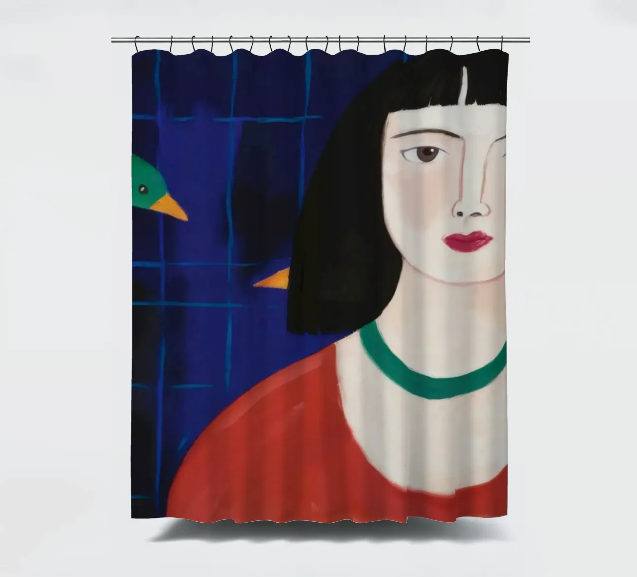 Verdant Avian Calm shower curtain by Hollow Years