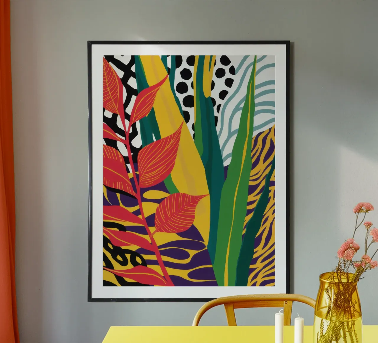 Gedessineerde Jungle Abstract poster van Lune Dreams