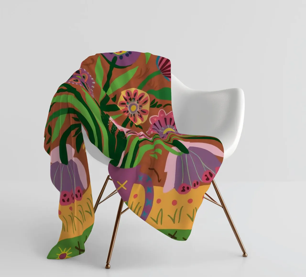Floral Cat Vase fleece blanket by Sentinel Glow