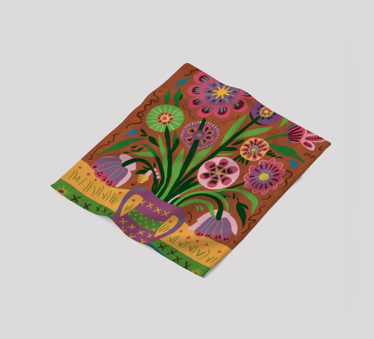 Floral Cat Vase fleece blanket by Sentinel Glow