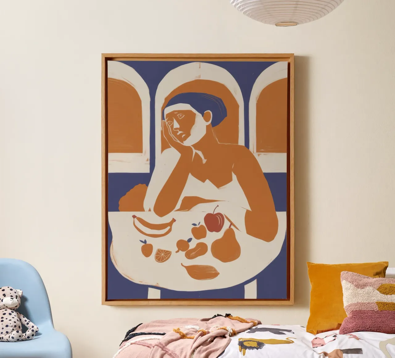 Contemplative Primate Feast canvas with Floater frame by Mossy Pigment