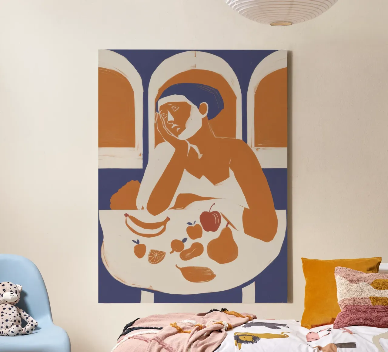 Contemplative Primate Feast canvas with Floater frame by Mossy Pigment