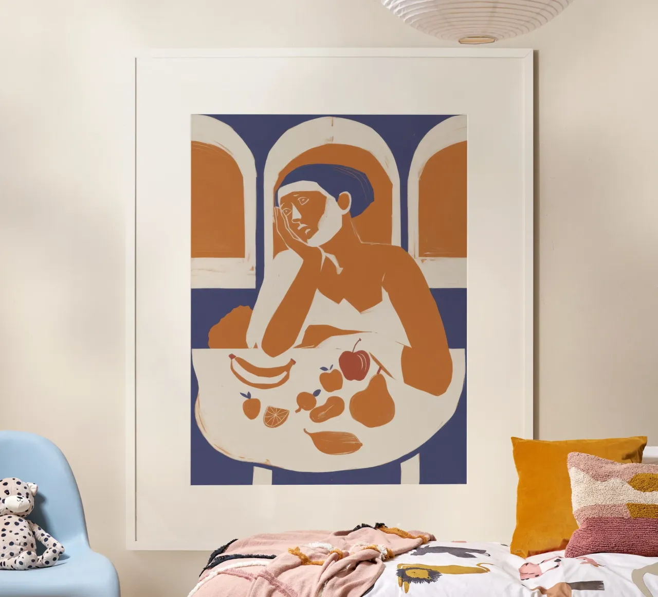 Festa contemplativa dei primati poster con telaio in alluminio da Mossy Pigment